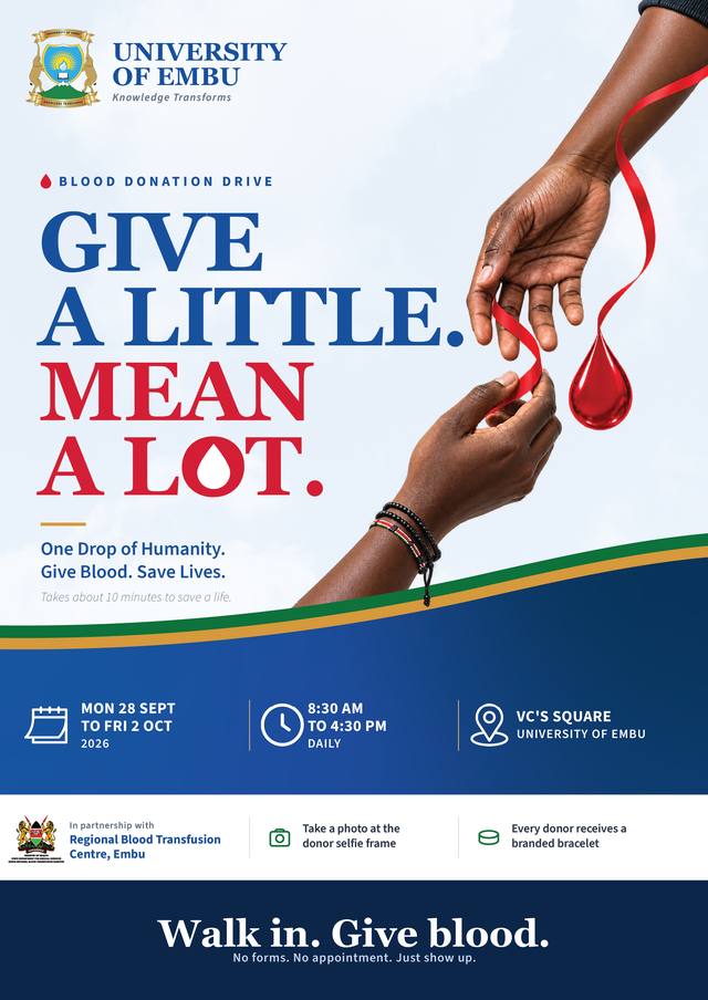 Blood donation drive poster: Give a little. Mean a lot.