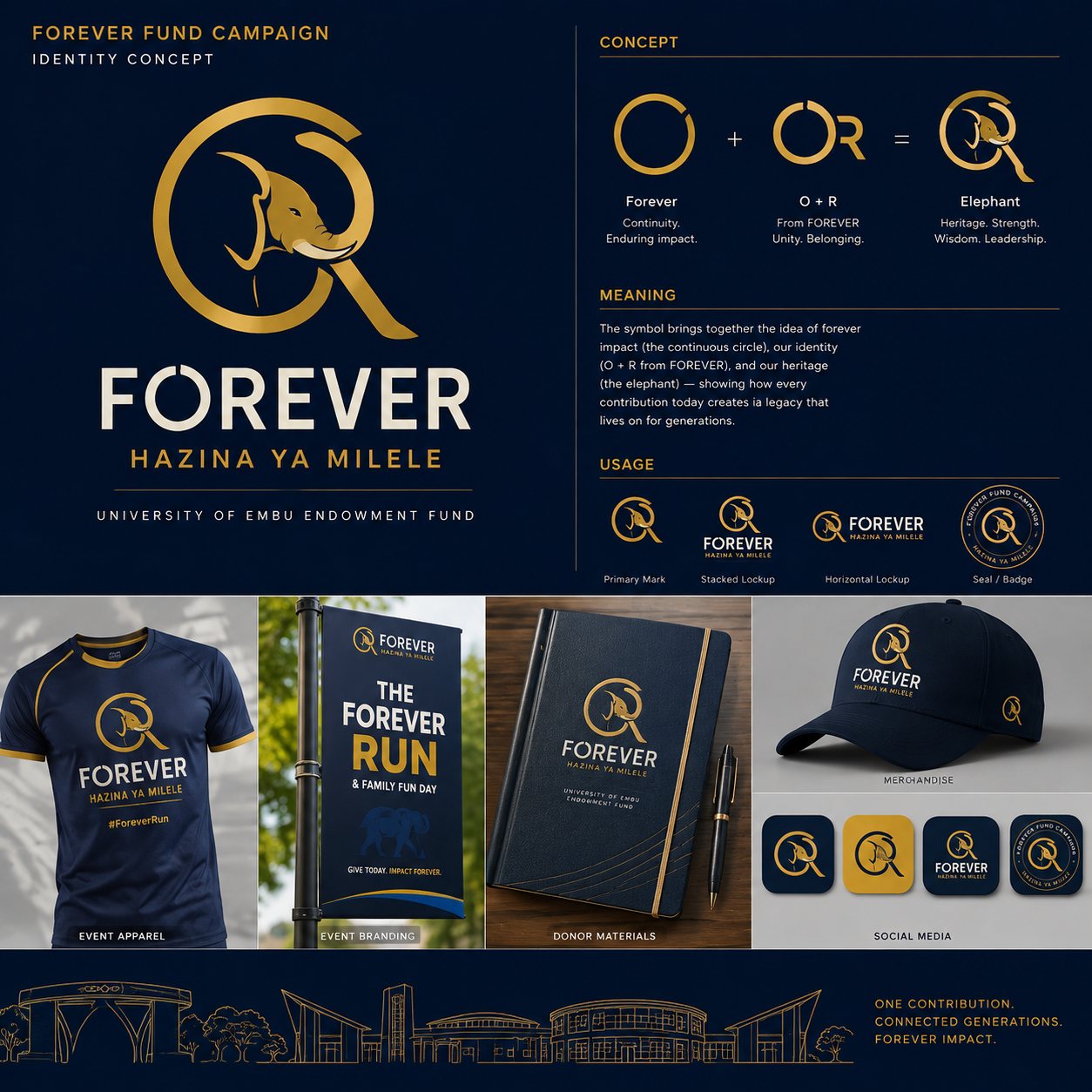 Forever identity concept with a gold elephant ring mark