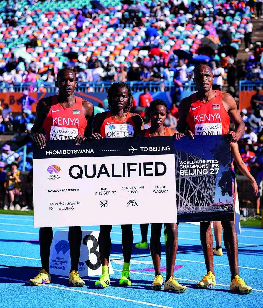 Kenya's Mixed 4x400m relay team after qualifying for the World Athletics Championships.